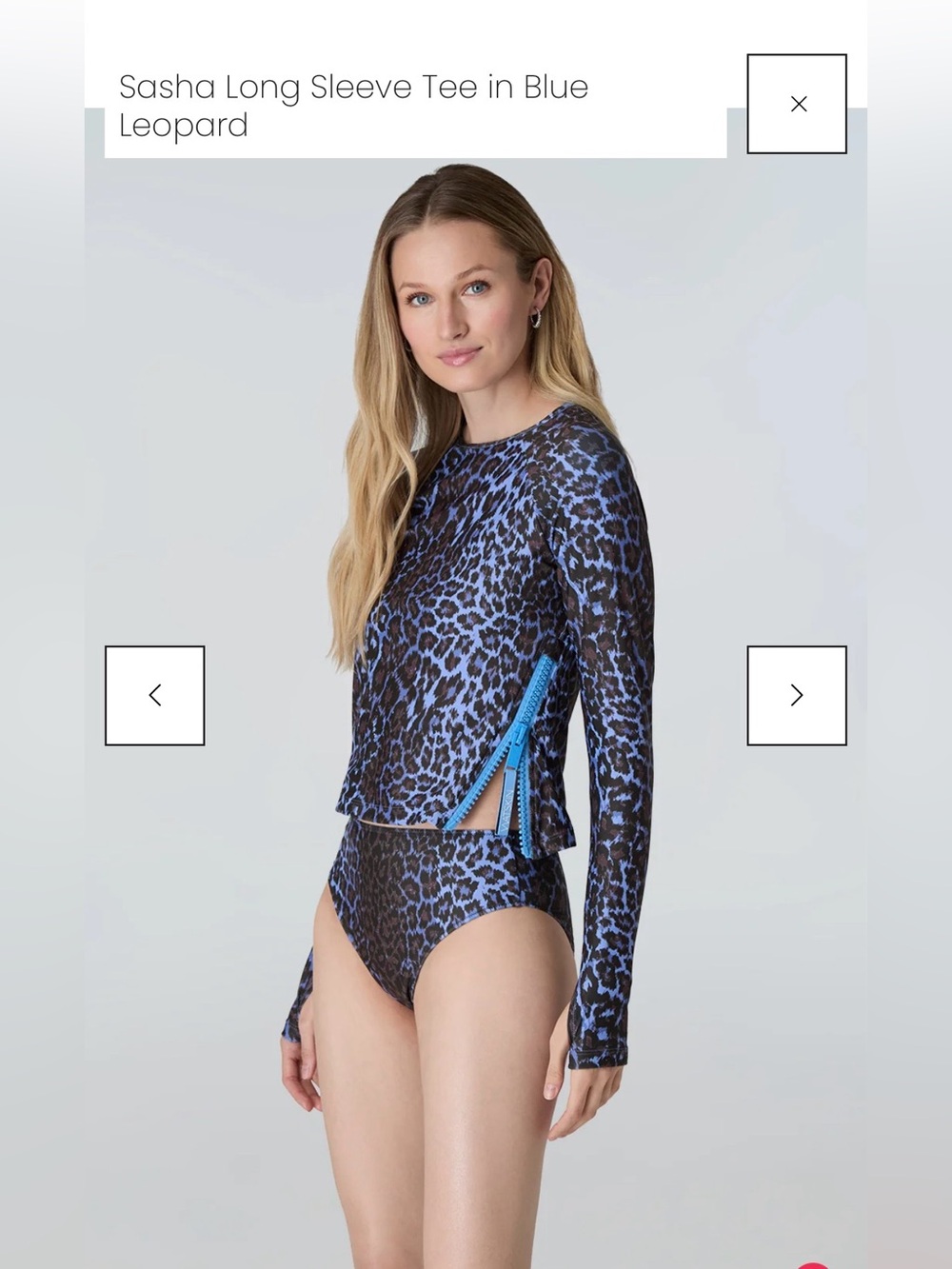 Watskin Sasha Long-Sleeve Tee in Blue Leopard - Picture 3 of 11